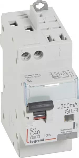 legrand-disjoncteur diff dx� 6000 -vis/auto-u+n 230v~-40a-typeac-300ma courbe c - 2m (410837)
