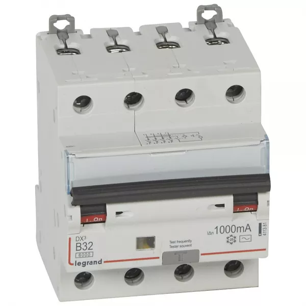 legrand-disjoncteur diff dx� 6000 -vis/vis- 4p 400v~32a - typeac 1000ma - courbe b - 4 m (411381)