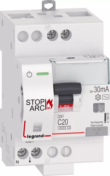 legrand-disjoncteur diff. dx� stop arc 4500 arriv�e/d�part vis 1p+n 20a 30ma courbe c (415952)