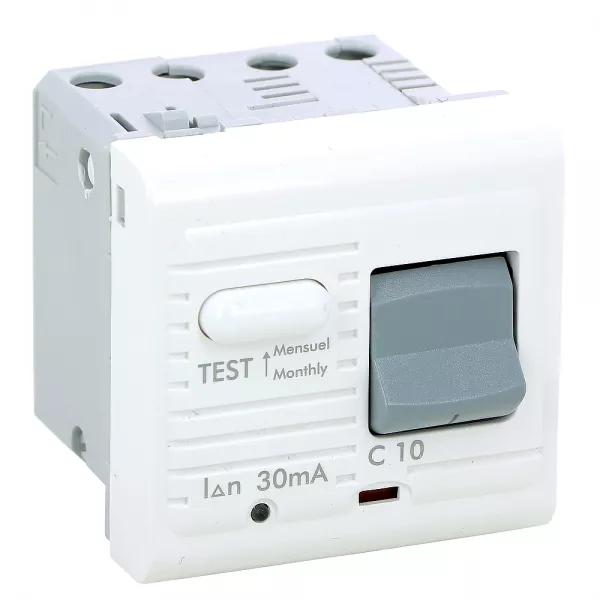 legrand-disjoncteur diff�rentiel uni+neutre 230v~ 10a 30ma mosaic 2 modules - blanc (077531)
