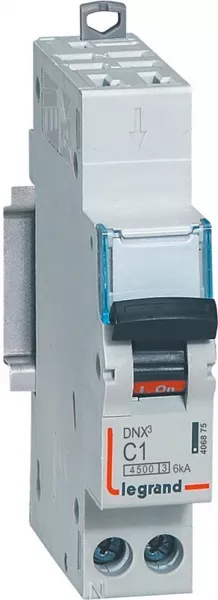 legrand-disjoncteur dnx� 4500 - auto/vis - u+n 230v~ 1a - 6ka - courbe c - 1 module (406875)