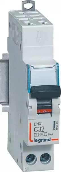 legrand-disjoncteur dnx� 4500 - auto/vis - u+n 230v~ 32a - 4,5ka - courbe c - 1 module (406786)