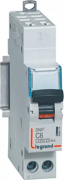 legrand-disjoncteur dnx� 4500 - auto/vis - u+n 230v~ 6a - 6ka - courbe c - 1 module (406879)
