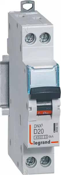 legrand-disjoncteur dnx� 4500 - vis/vis - u+n 230v~ 20a - 4,5ka - courbe d - 1 module (406803)