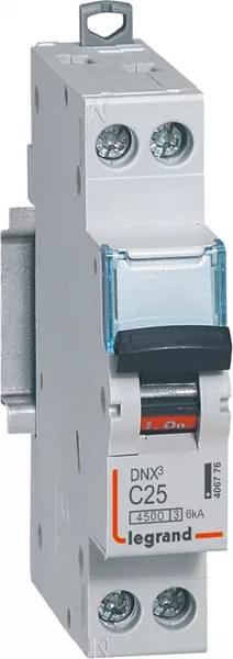 legrand-disjoncteur dnx� 4500 - vis/vis - u+n 230v~ 25a - 4,5ka - courbe c - 1 module (406776)