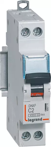legrand-disjoncteur dnx� 4500 - vis/vis - u+n 230v~ 2a - 4,5ka - courbe c - 1 module (406771)