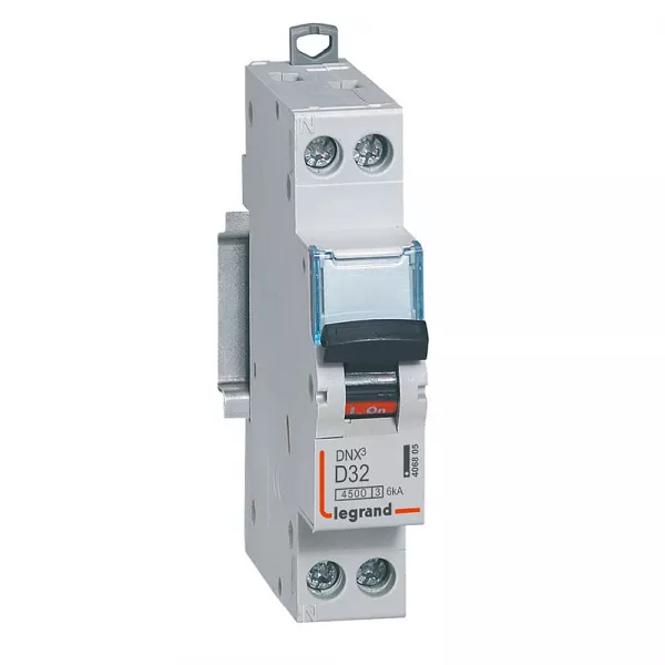 legrand-disjoncteur dnx� 4500 - vis/vis - u+n 230v~ 32a - 4,5 ka - courbe d - 1 module (406805)