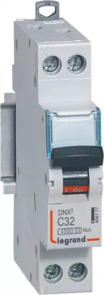 legrand-disjoncteur dnx� 4500 - vis/vis - u+n 230v~ 32a - 4,5ka - courbe c - 1 module (406777)