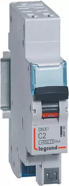legrand-disjoncteur dnx� 4500 -auto/auto - u+n 230v~ 2a - 4,5ka - courbe c - 1 module (406780)