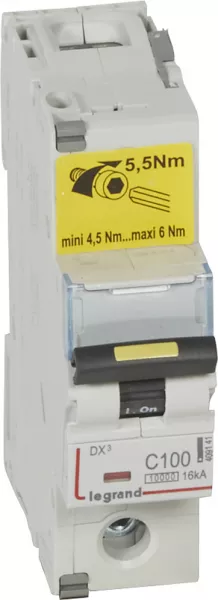 legrand-disjoncteur dx� 10000 - vis/vis - 1p - 230/400v~ - 100a - 16ka - courbe c - 1,5m (409141)