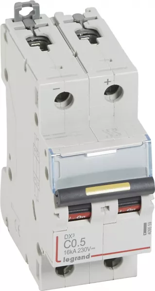 legrand-disjoncteur dx� 10000 - vis/vis - courant continu - 0,5a - courbe c - 2 modules (409559)