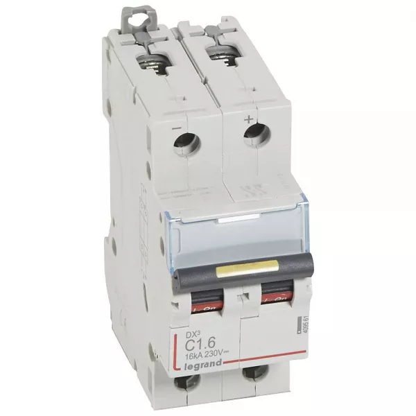 legrand-disjoncteur dx� 16ka - vis/vis - courant continu - 1,6a - courbe c - 2 modules (409561)
