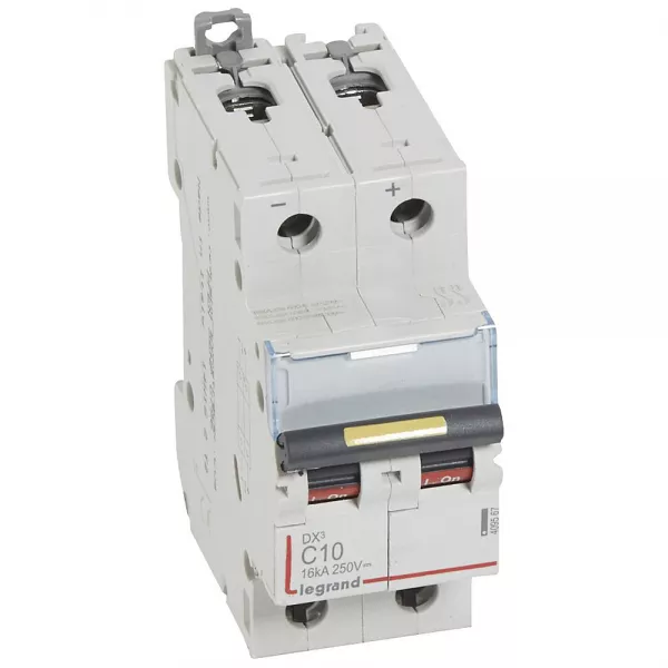 legrand-disjoncteur dx� 16ka - vis/vis - courant continu - 10a - courbe c - 2 modules (409567)