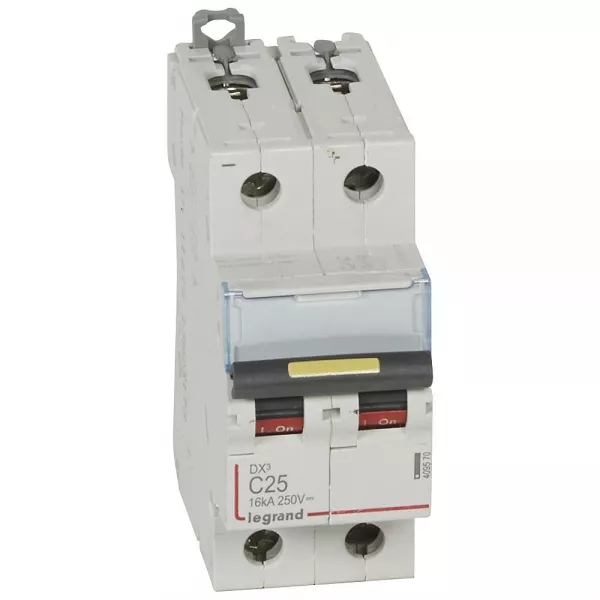 legrand-disjoncteur dx� 16ka - vis/vis - courant continu - 25a - courbe c - 2 modules (409570)