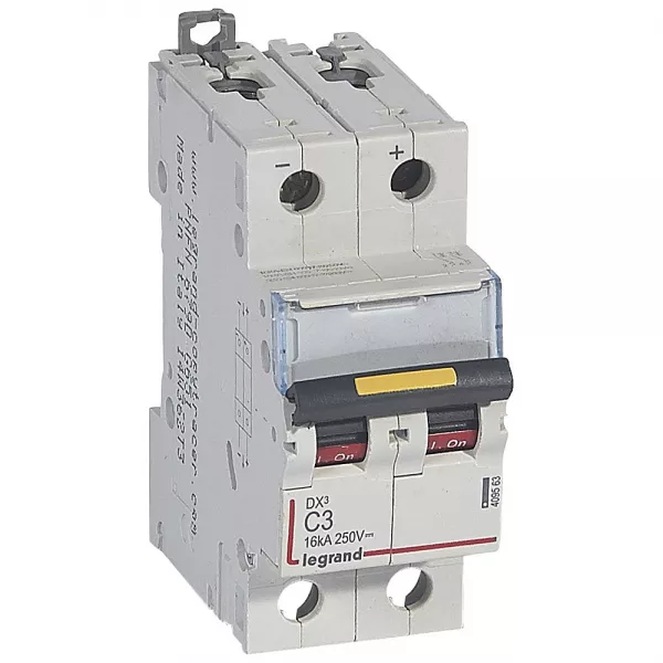 legrand-disjoncteur dx� 16ka - vis/vis - courant continu - 3a - courbe c - 2 modules (409563)