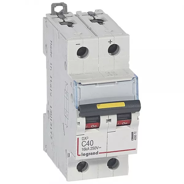 legrand-disjoncteur dx� 16ka - vis/vis - courant continu - 40a - courbe c - 2 modules (409572)