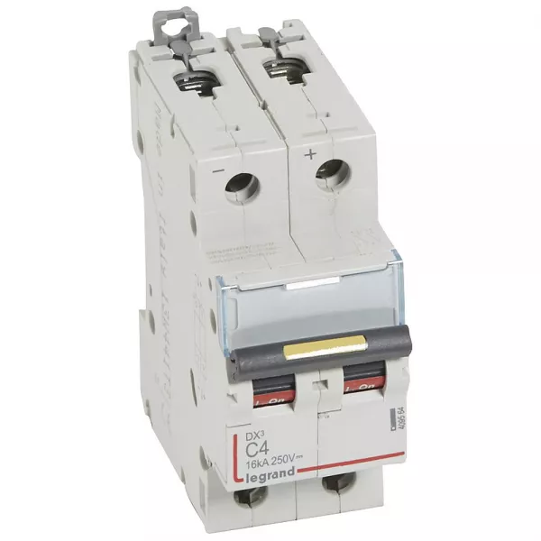 legrand-disjoncteur dx� 16ka - vis/vis - courant continu - 4a - courbe c - 2 modules (409564)