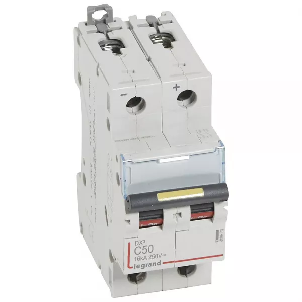 legrand-disjoncteur dx� 16ka - vis/vis - courant continu - 50a - courbe c - 2 modules (409573)