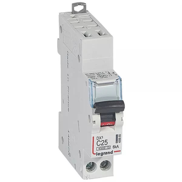 legrand-disjoncteur dx� 1p+n � gauche 25a 4500a/6ka bornes auto (406885)