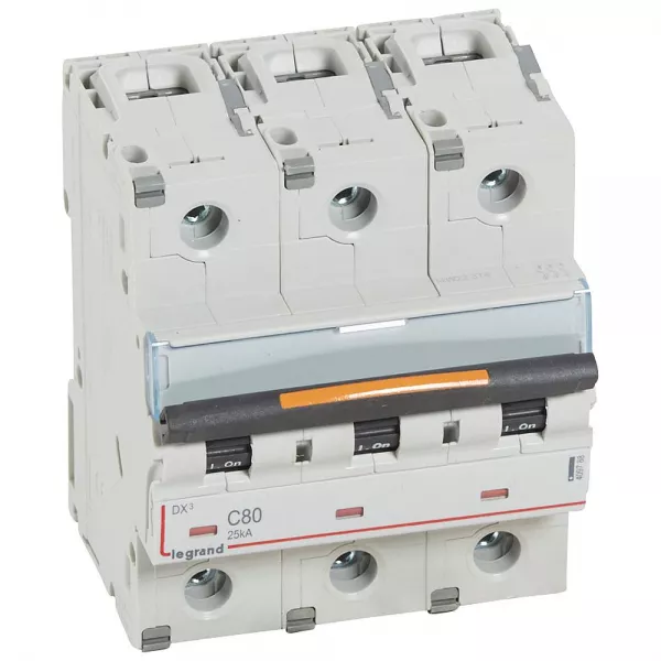 legrand-disjoncteur dx� 25ka arriv�e haut/d�part bas vis 3p 80a - courbe c - 4,5 modules (409788)