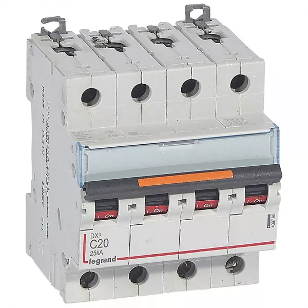 legrand-disjoncteur dx� 25ka arriv�e haut/d�part bas vis 4p 400v~ 20a courbe c 4 modules (409795)