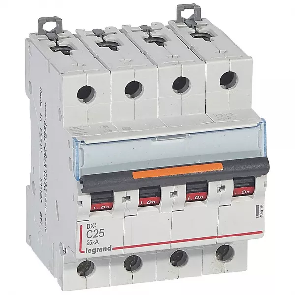 legrand-disjoncteur dx� 25ka arriv�e haut/d�part bas vis 4p 400v~ 25a courbe c 4 modules (409796)