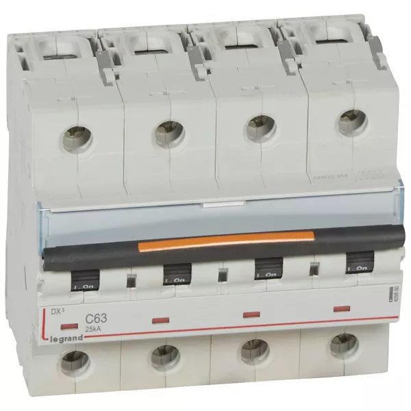 legrand-disjoncteur dx� 25ka arriv�e haut/d�part bas vis 4p 400v~ 63a courbe c 6 modules (409800)