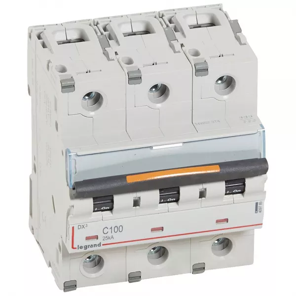 legrand-disjoncteur dx� 25ka arriv�e haute/d�part bas � vis 100a - courbe c 4,5 modules (409789)