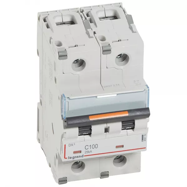 legrand-disjoncteur dx� 25ka arriv�e haute/d�part bas � vis 100a -courbe c -3 modules (409776)