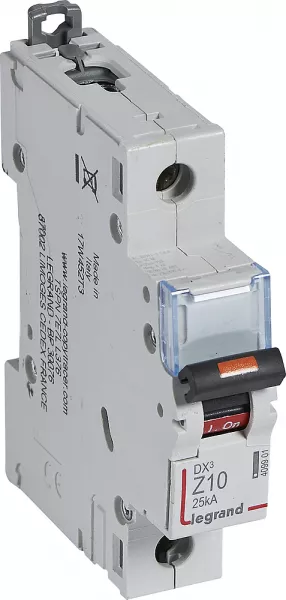 legrand-disjoncteur dx� 25ka arriv�e haute/d�part bas � vis 10a - courbe z - 1 module (409901)
