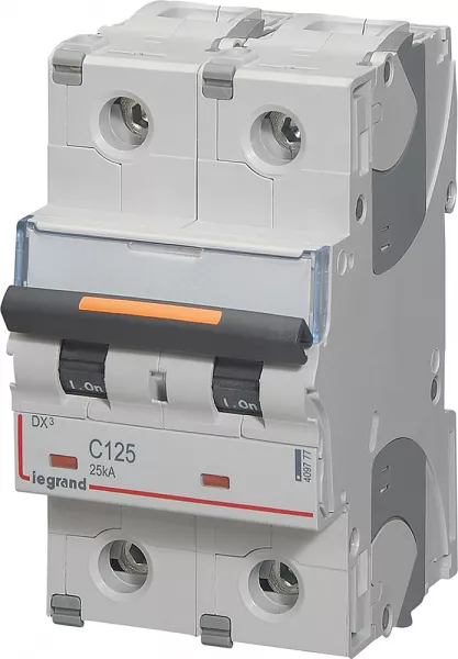 legrand-disjoncteur dx� 25ka arriv�e haute/d�part bas � vis 125a -courbe c -3 modules (409777)