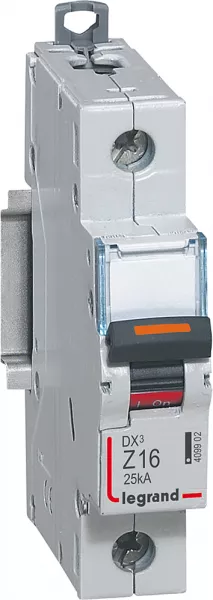 legrand-disjoncteur dx� 25ka arriv�e haute/d�part bas � vis 16a - courbe z - 1 module (409902)