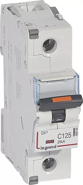 legrand-disjoncteur dx� 25ka arriv�e haute/d�part bas vis 1p 125a -courbe c - 1,5 mod (409764)
