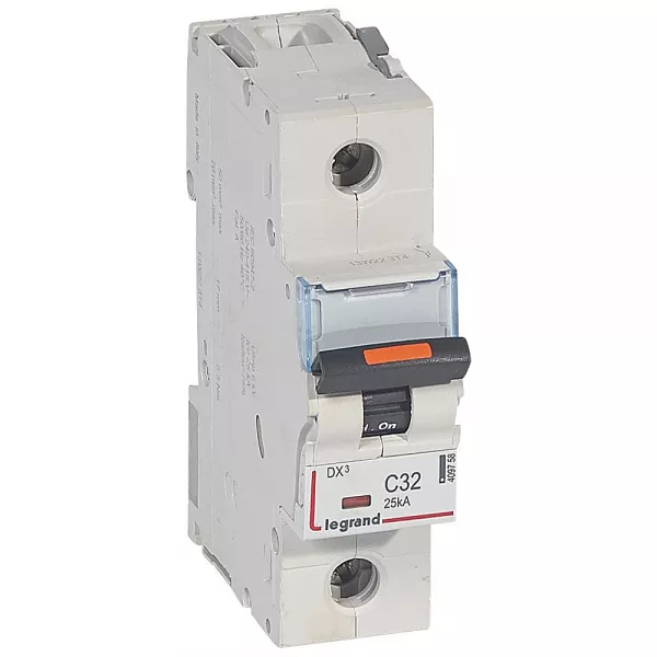 legrand-disjoncteur dx� 25ka arriv�e haute/d�part bas vis 1p 32a -courbe c - 1 mod (409758)