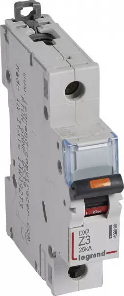 legrand-disjoncteur dx� 25ka arriv�e haute/d�part bas vis 1p 3a - courbe z - 1 mod (409898)