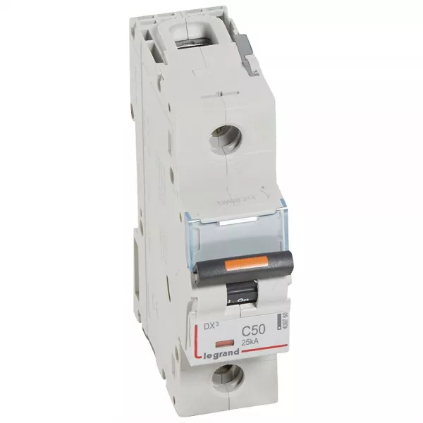 legrand-disjoncteur dx� 25ka arriv�e haute/d�part bas vis 1p 50a -courbe c - 1,5 mod (409760)