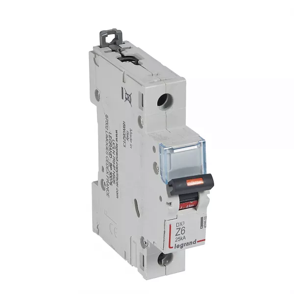 legrand-disjoncteur dx� 25ka arriv�e haute/d�part bas vis 1p 6a - courbe z - 1 mod (409900)