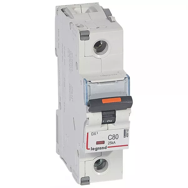 legrand-disjoncteur dx� 25ka arriv�e haute/d�part bas vis 1p 80a -courbe c - 1,5 mod (409762)