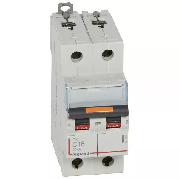 legrand-disjoncteur dx� 25ka arriv�e haute/d�part bas vis 2p 16a -courbe c - 2 mod (409768)