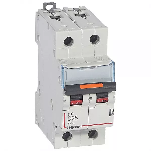 legrand-disjoncteur dx� 25ka arriv�e haute/d�part bas vis 2p 25a -courbe d - 2 mod (409822)
