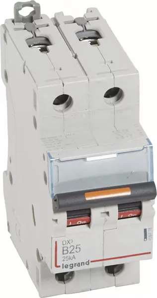 legrand-disjoncteur dx� 25ka arriv�e haute/d�part bas vis 2p 25a courbe b - 2 mod (409718)