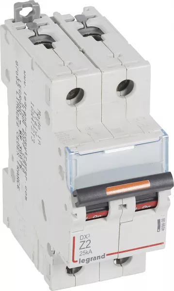 legrand-disjoncteur dx� 25ka arriv�e haute/d�part bas vis 2p 2a - courbe z - 2 mod (409908)