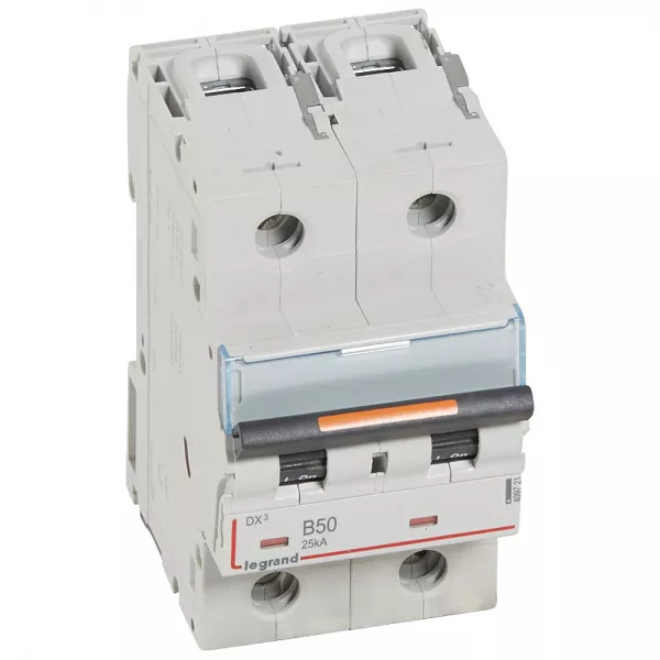 legrand-disjoncteur dx� 25ka arriv�e haute/d�part bas vis 2p 50a courbe b - 2 mod (409721)