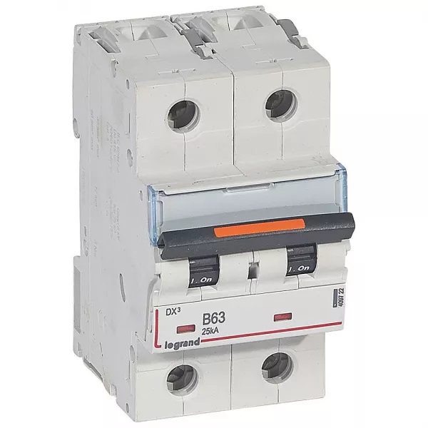 legrand-disjoncteur dx� 25ka arriv�e haute/d�part bas vis 2p 63a courbe b - 2 mod (409722)