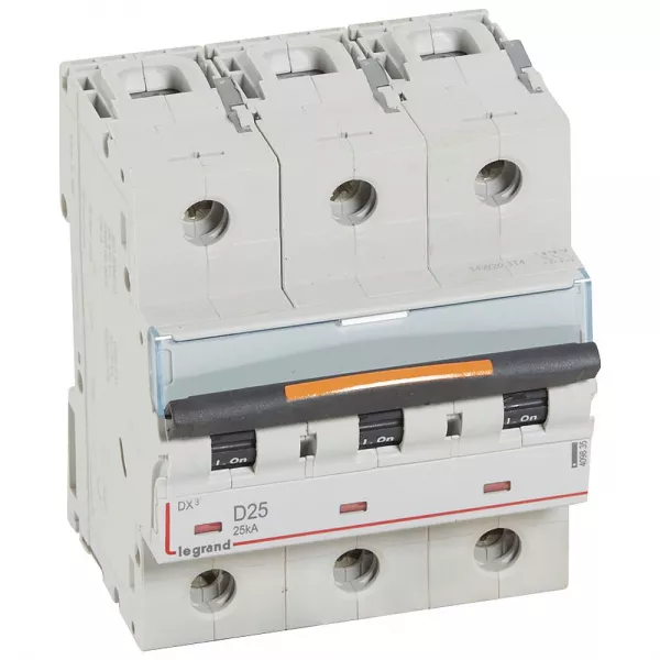 legrand-disjoncteur dx� 25ka arriv�e haute/d�part bas vis 3p 25a -courbe d - 4,5 mod (409835)