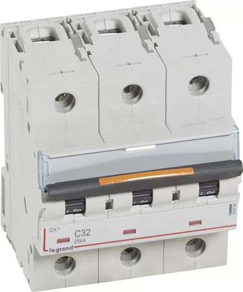 legrand-disjoncteur dx� 25ka arriv�e haute/d�part bas vis 3p 32a -courbe c - 3,5 mod (409784)