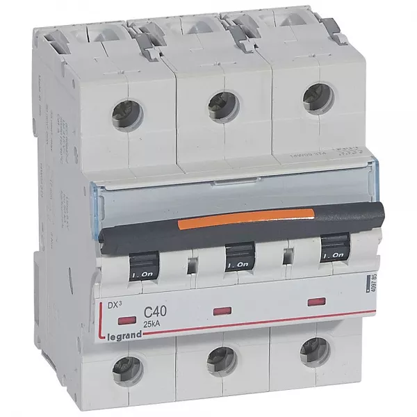 legrand-disjoncteur dx� 25ka arriv�e haute/d�part bas vis 3p 40a -courbe c - 3,5 mod (409785)