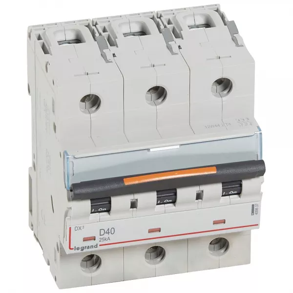 legrand-disjoncteur dx� 25ka arriv�e haute/d�part bas vis 3p 40a -courbe d - 4,5 mod (409837)