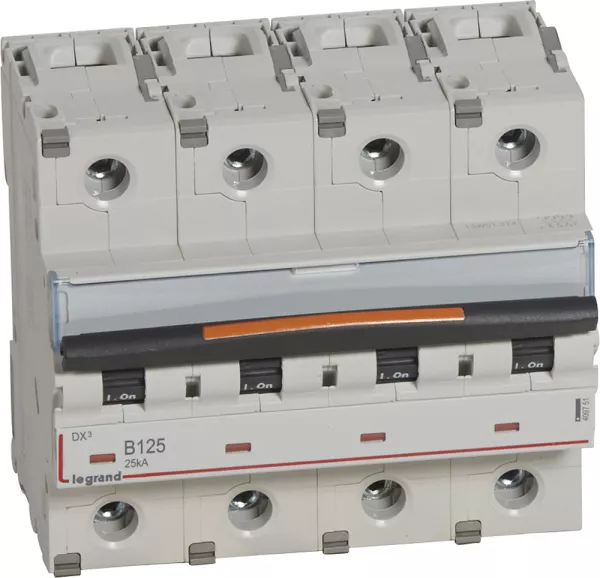 legrand-disjoncteur dx� 25ka arriv�e haute/d�part bas vis 4p 125a courbe b - 6 mod (409751)