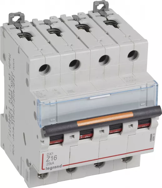 legrand-disjoncteur dx� 25ka arriv�e haute/d�part bas vis 4p 16a - courbe z - 4 mod (409935)